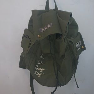 The Beatles army green backpack